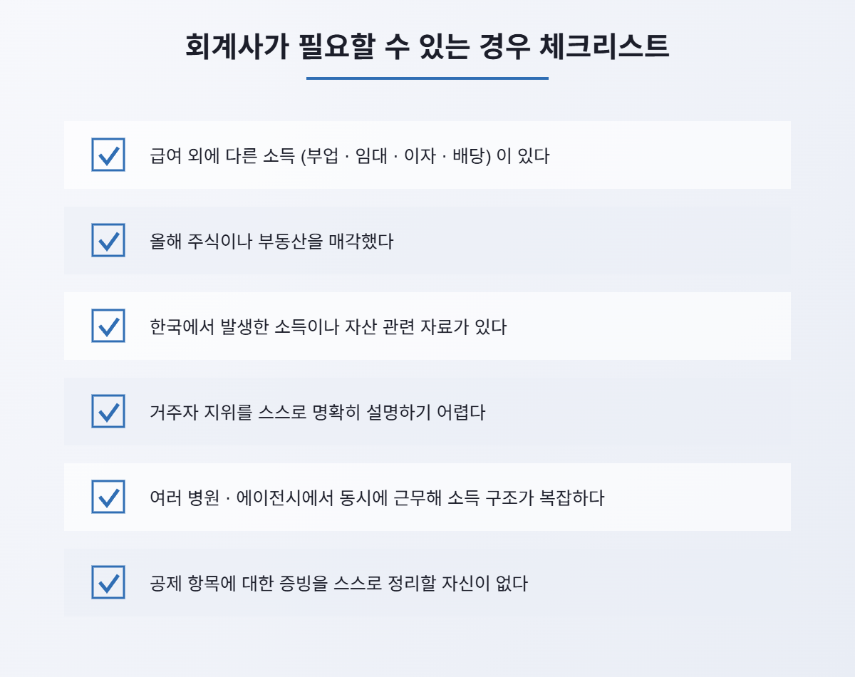 회계사가 필요할 수 있는 경우 체크리스트